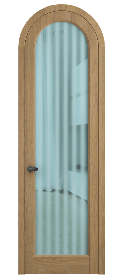 Межкомнатная дверь Палаццо 6814 Дуб пшеничный матовый Рифлёное голубое стекло "Дюна", триплекс Цена 212349 ₽ | Volhovec