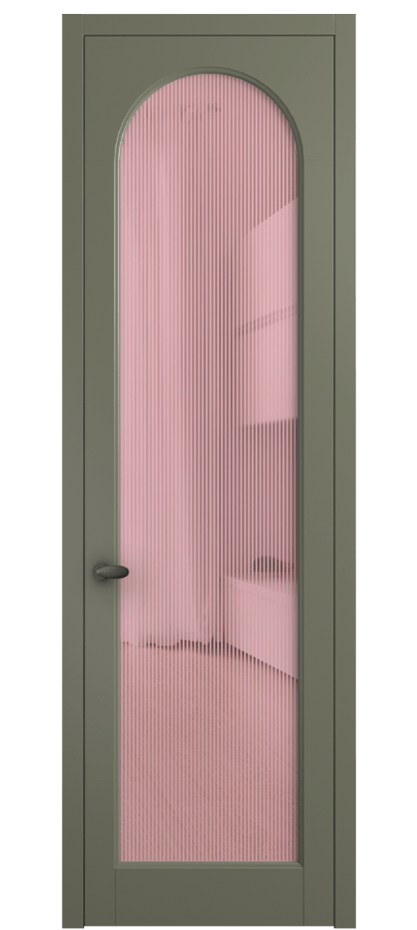 Межкомнатная дверь Палаццо 6804 Матовый оливковый тёмный Рифлёное розовое стекло "Дюна", триплекс Цена 103029 ₽ | Volhovec