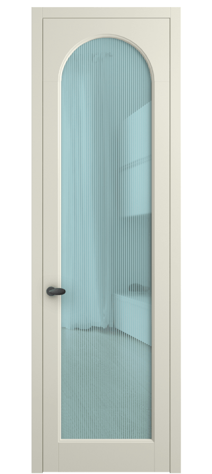 Межкомнатная дверь Палаццо 6804 Матовый молочно-белый Рифлёное голубое стекло "Дюна", триплекс Цена 103029 ₽ | Volhovec