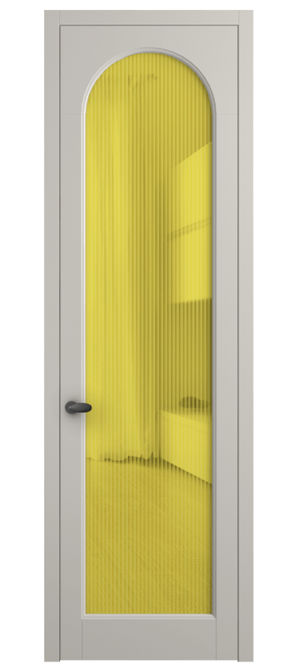 Межкомнатная дверь Палаццо 6804 Матовый облачно-серый Рифлёное жёлтое стекло "Мору", триплекс Цена 105029 ₽ | Volhovec
