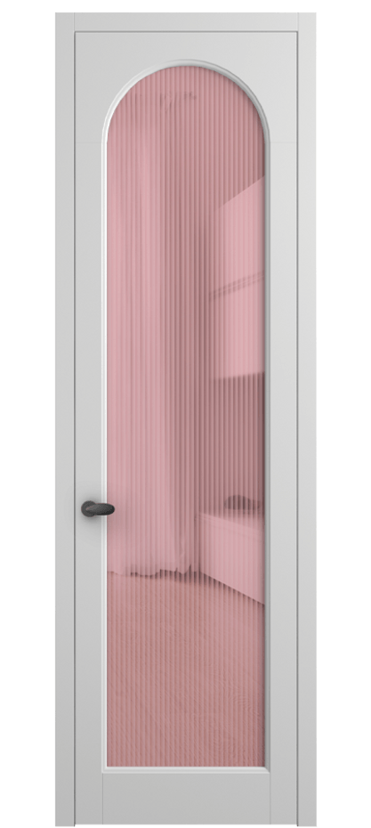Межкомнатная дверь Палаццо 6804 Матовый белоснежный Рифлёное розовое стекло "Moru", триплекс Цена 105029 ₽ | Volhovec