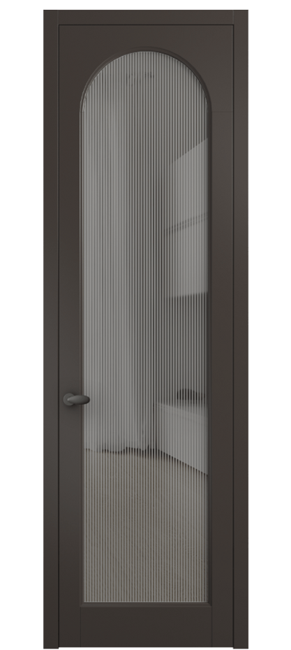 Межкомнатная дверь Палаццо 6804 Матовый антрацит Рифлёное серое стекло "Дюна", триплекс Цена 103029 ₽ | Volhovec