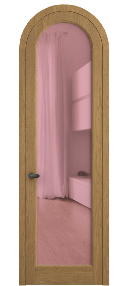 Межкомнатная дверь Palazzo 6814 Дуб солнечный матовый Прозрачное розовое стекло, триплекс Цена 206349 ₽ | Volhovec