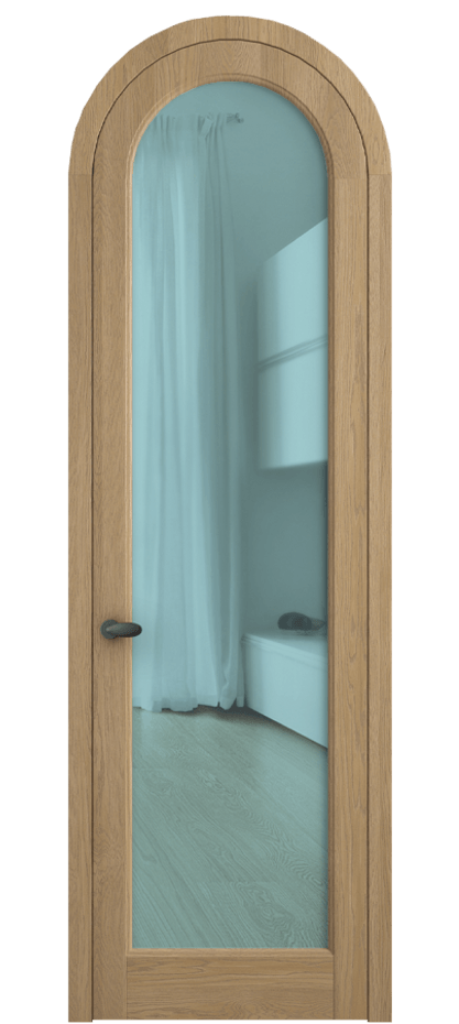 Межкомнатная дверь Palazzo 6814 Дуб соломенный матовый Прозрачное голубое стекло, триплекс Цена 206349 ₽ | Volhovec