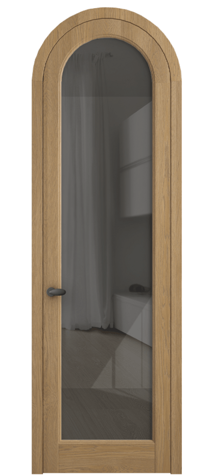 Межкомнатная дверь Палаццо 6814 Дуб пшеничный матовый Рефлективное серое стекло "Стопсол", калёное Цена 214349 ₽ | Volhovec