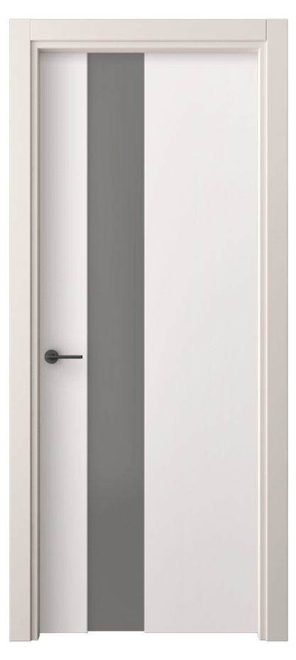 Межкомнатная дверь Freedom 4224 ПЭТ кремово-серый Сатинированное серое стекло, триплекс, 8 мм Цена 1500 AZE | Volhovec