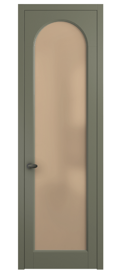 Межкомнатная дверь Palazzo 6804 Матовый оливковый тёмный Сатинированное оранжевое стекло, триплекс Цена 97029 ₽ | Volhovec