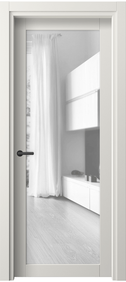 Межкомнатная дверь Нео 2102 ПЭТ белоснежный Прозрачное стекло, триплекс Цена 27659 ₽ | Volhovec