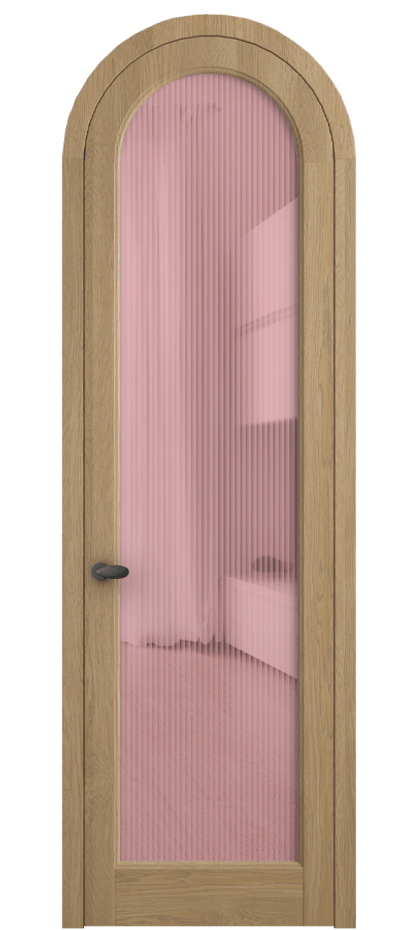 Межкомнатная дверь Палаццо 6814 Дуб соломенный матовый Рифлёное розовое стекло "Мору", триплекс Цена 214349 ₽ | Volhovec