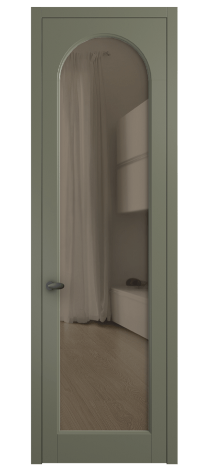 Межкомнатная дверь Палаццо 6804 Матовый оливковый тёмный Прозрачное бронзовое стекло, триплекс Цена 97029 ₽ | Volhovec