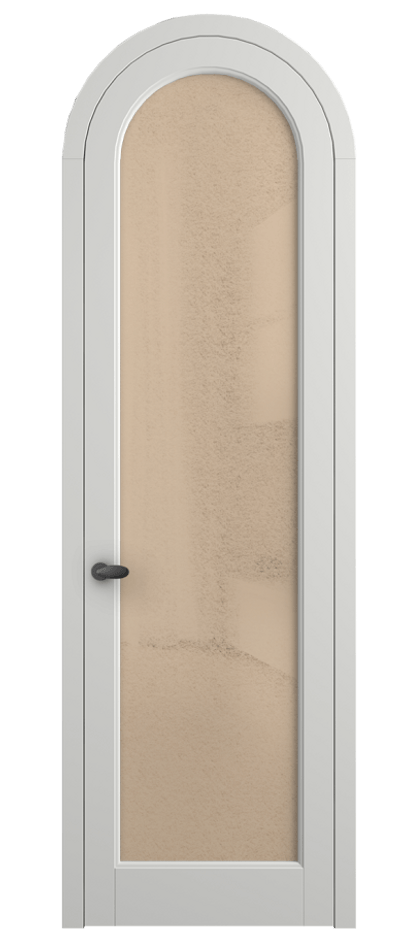 Межкомнатная дверь Палаццо 6814 Матовый светло-серый Фактурное оранжевое стекло "Лёд", триплекс Цена 131159 ₽ | Volhovec