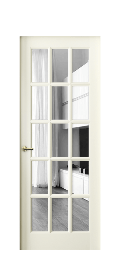 Межкомнатная дверь Тоскана Грильято 6311 Бук молочно-белый Двустороннее зеркало, триплекс Цена 117199 ₽ | Volhovec