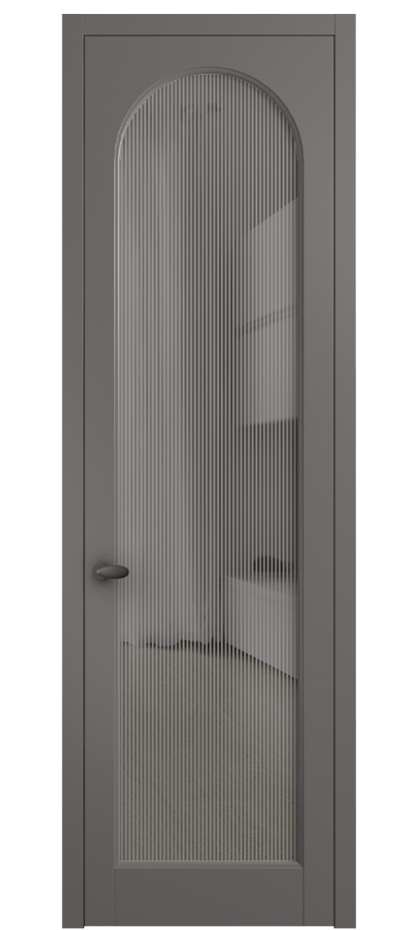 Межкомнатная дверь Палаццо 6804 Матовый классический серый Рифлёное серое стекло "Дюна", триплекс Цена 103029 ₽ | Volhovec