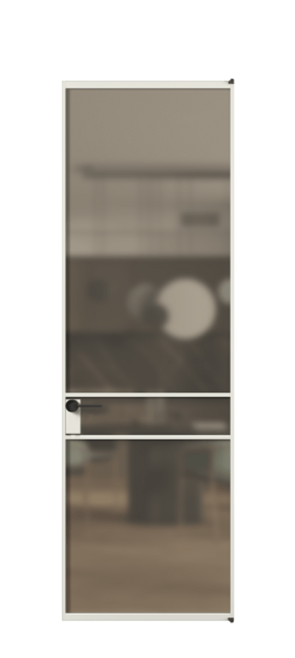 Алюминиевая дверь АЛПЛ040.02 Алюминий серый Сатинированное бронзовое стекло, триплекс Цена 123070  | Volhovec