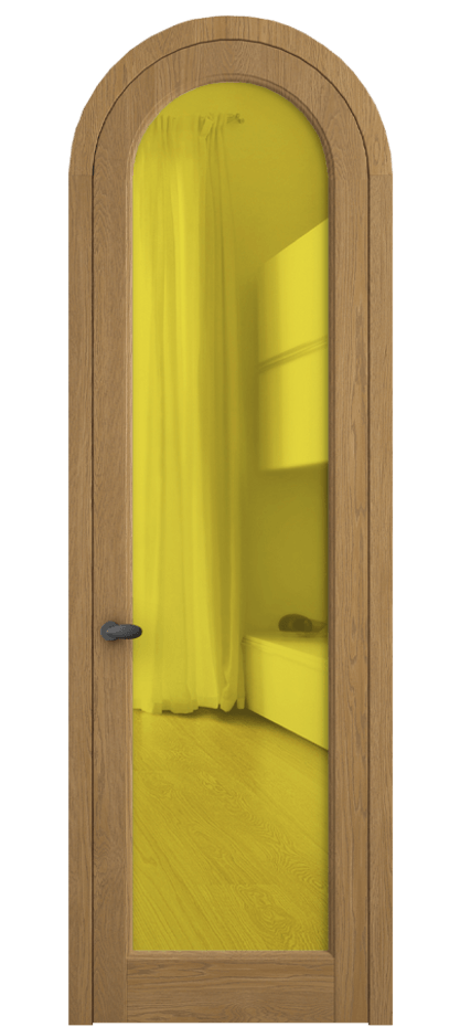 Межкомнатная дверь Palazzo 6814 Дуб солнечный матовый Прозрачное жёлтое стекло, триплекс Цена 206349 ₽ | Volhovec