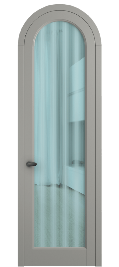 Межкомнатная дверь Palazzo 6814 Матовый нейтральный серый Рифлёное голубое стекло "Дюна", триплекс Цена 131159 ₽ | Volhovec