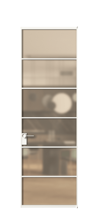 Алюминиевая дверь АЛПЛ040.04 Алюминий Белый Сатинированное оранжевое стекло, триплекс Цена 144470  | Volhovec