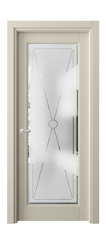 Межкомнатная дверь Тоскана Литера 6300 Матовый бежево-серый Сатинированное стекло с гравировкой «LITERA» Цена 94299 ₽ | Volhovec