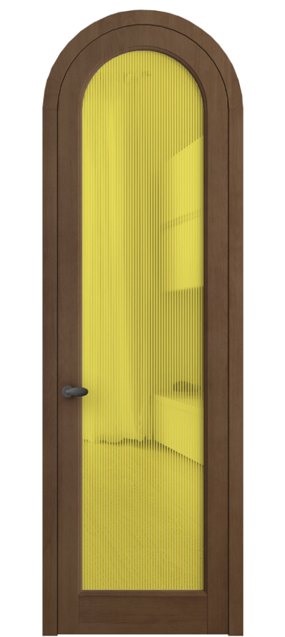 Межкомнатная дверь Палаццо 6814 Бук тёмный матовый Рифлёное желтое стекло "Дюна", триплекс Цена 181339 ₽ | Volhovec