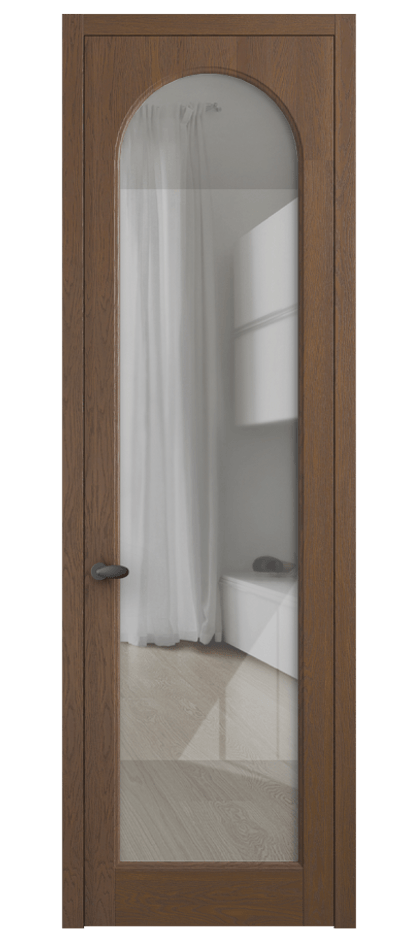 Межкомнатная дверь Палаццо 6804 Дуб каштановый матовый Рефлективное прозрачное стекло "Стопсол", калёное Цена 156229 ₽ | Volhovec