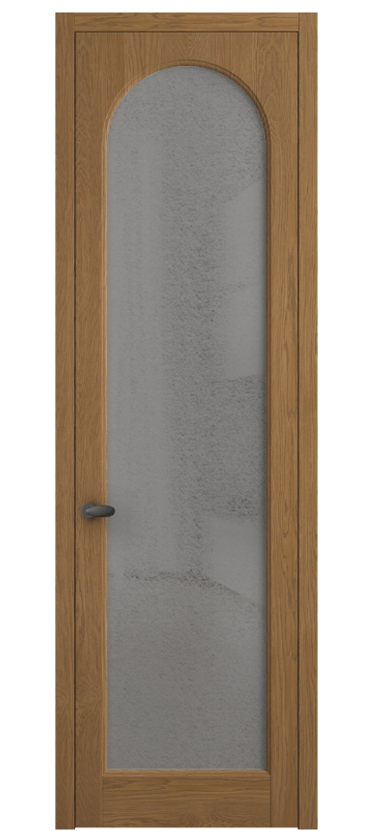Межкомнатная дверь Палаццо 6804 Дуб пряный матовый Фактурное серое стекло "Лёд", триплекс Цена 158529 ₽ | Volhovec