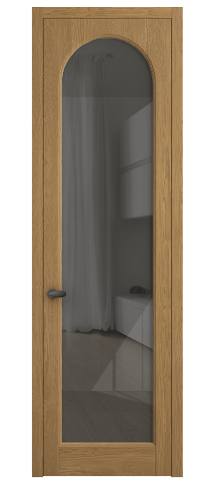 Межкомнатная дверь Палаццо 6804 Дуб солнечный матовый Рефлективное серое стекло "Стопсол", калёное Цена 156229 ₽ | Volhovec