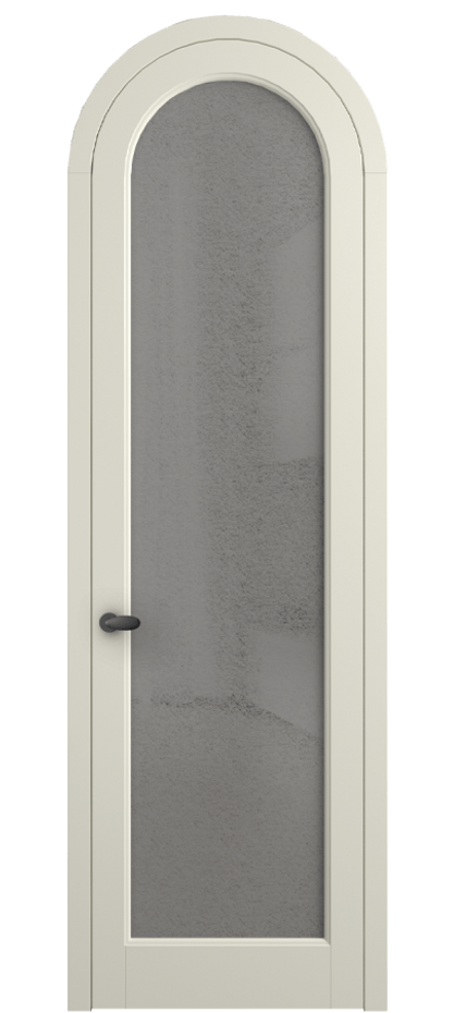 Межкомнатная дверь Палаццо 6814 Матовый молочно-белый Фактурное серое стекло "Лёд", триплекс Цена 131159 ₽ | Volhovec