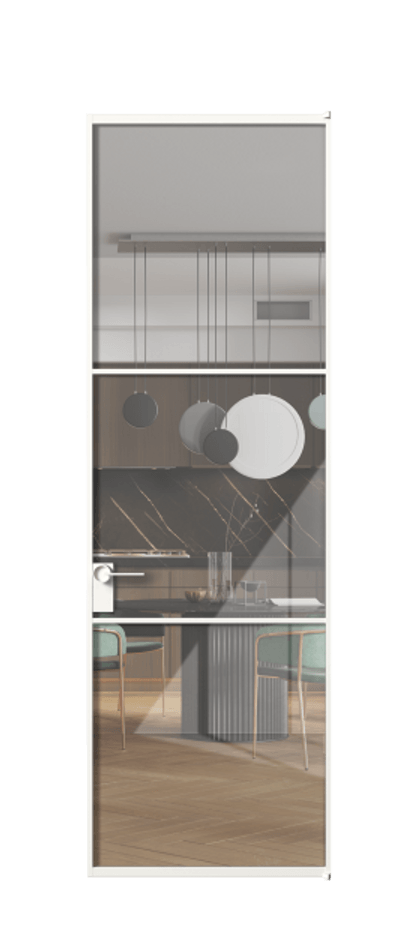 Алюминиевая дверь АЛПЛ040.03 Алюминий Белый Рефлективное прозрачное стекло "Stopsol", калёное Цена 146970  | Volhovec