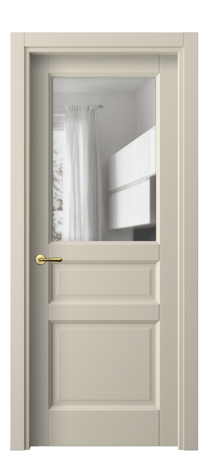 Межкомнатная дверь Galant// 1432 Матовый бежево-серый Прозрачное стекло Цена 39359 ₽ | Volhovec