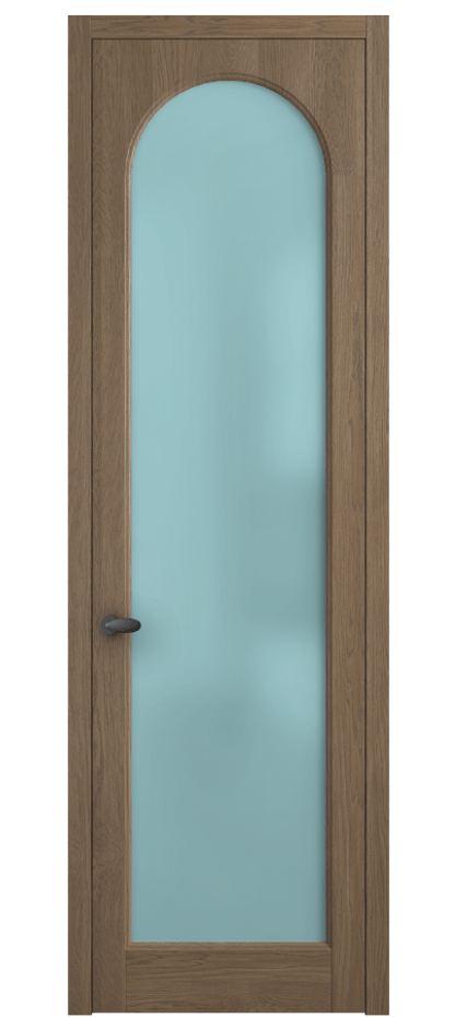 Межкомнатная дверь Palazzo 6804 Дуб джутовый матовый Сатинированное голубое стекло, триплекс Цена 148229 ₽ | Volhovec