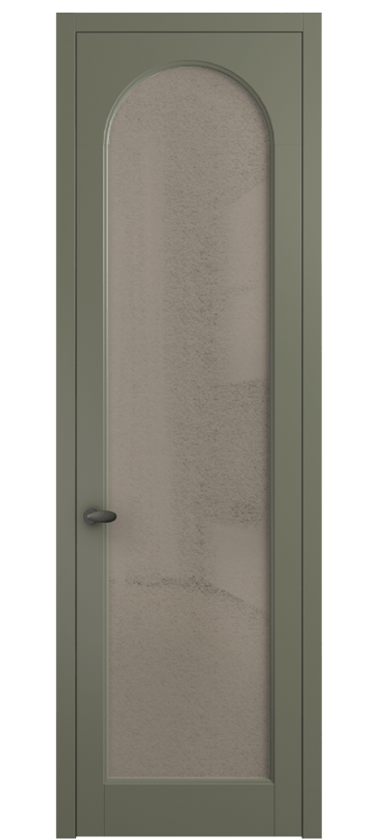 Межкомнатная дверь Палаццо 6804 Матовый оливковый тёмный Фактурное бронзовое стекло "Лёд", триплекс Цена 103029 ₽ | Volhovec