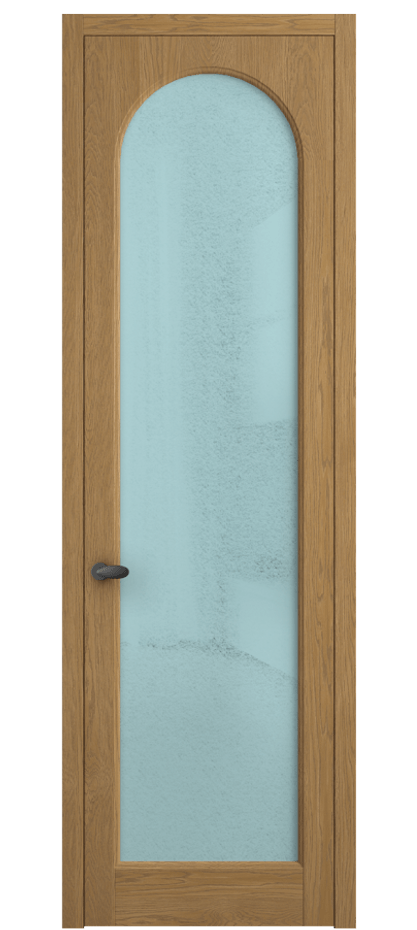 Межкомнатная дверь Палаццо 6804 Дуб солнечный матовый Фактурное голубое стекло "Лёд", триплекс Цена 8300 AZE | Volhovec