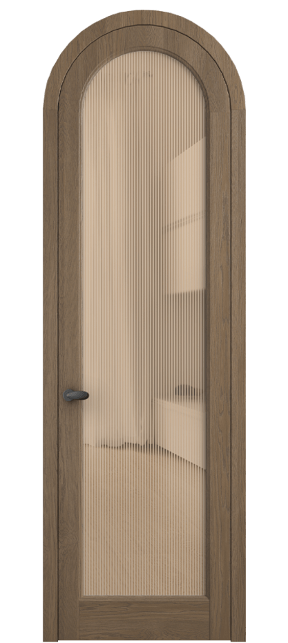 Межкомнатная дверь Палаццо 6814 Дуб джутовый матовый Рифлёное оранжевое стекло "Дюна", триплекс Цена 216649 ₽ | Volhovec