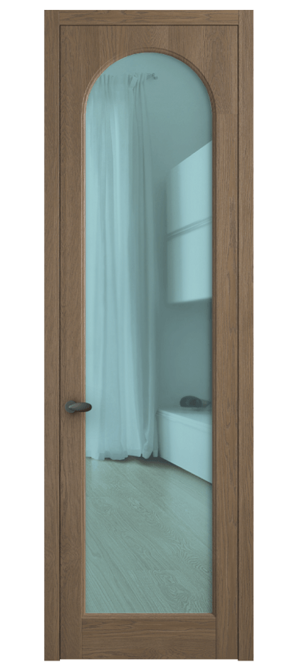 Межкомнатная дверь Palazzo 6804 Дуб джутовый матовый Прозрачное голубое стекло, триплекс Цена 148229 ₽ | Volhovec