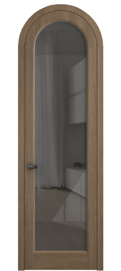 Межкомнатная дверь Палаццо 6814 Дуб джутовый матовый Рефлективное серое стекло "Стопсол", калёное Цена 214349 ₽ | Volhovec