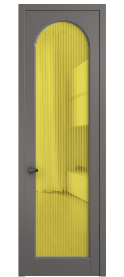 Межкомнатная дверь Палаццо 6804 Матовый классический серый Рифлёное жёлтое стекло "Мору", триплекс Цена 105029 ₽ | Volhovec