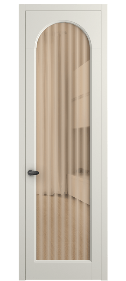 Межкомнатная дверь Палаццо 6804 Матовый жемчужный Рифлёное оранжевое стекло "Дюна", триплекс Цена 103029 ₽ | Volhovec