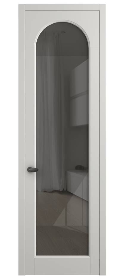 Межкомнатная дверь Палаццо 6804 Матовый серый Рефлективное серое стекло "Стопсол", калёное Цена 105029 ₽ | Volhovec