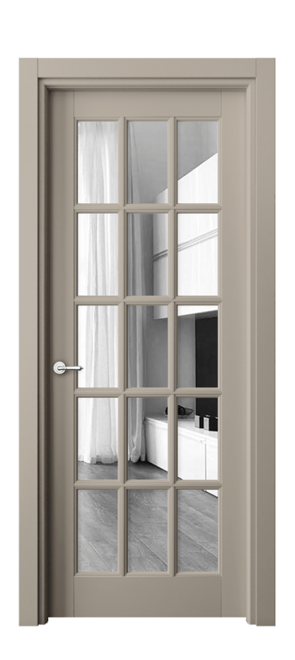 Межкомнатная дверь Тоскана Грильято 6311 Матовый бисквитный Двустороннее зеркало, триплекс Цена 117199 ₽ | Volhovec