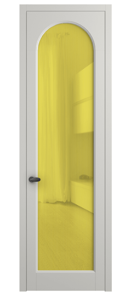 Межкомнатная дверь Палаццо 6804 Матовый серый Рифлёное желтое стекло "Дюна", триплекс Цена 103029 ₽ | Volhovec