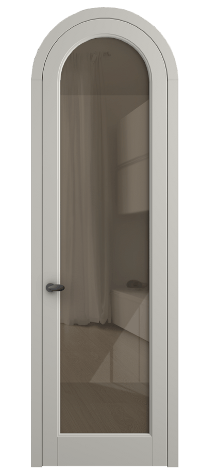 Межкомнатная дверь Палаццо 6814 Матовый тёплый серый Рефлективное бронзовое стекло "Стопсол", калёное Цена 133159 ₽ | Volhovec