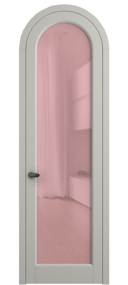 Межкомнатная дверь Палаццо 6814 Матовый тёплый серый Рифлёное розовое стекло "Дюна", триплекс Цена 131159 ₽ | Volhovec
