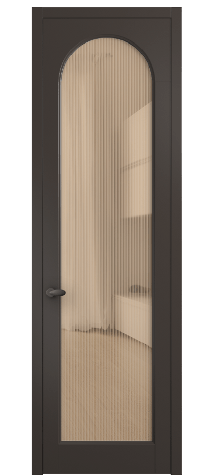 Межкомнатная дверь Палаццо 6804 Матовый антрацит Рифлёное оранжевое стекло "Мору", триплекс Цена 105029 ₽ | Volhovec