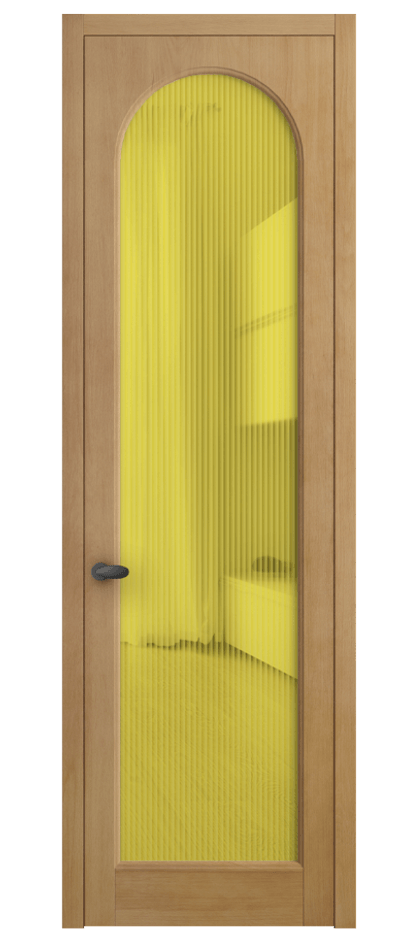 Межкомнатная дверь Палаццо 6804 Бук натуральный матовый Рифлёное жёлтое стекло "Мору", триплекс Цена 129279 ₽ | Volhovec