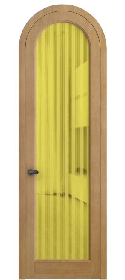 Межкомнатная дверь Палаццо 6814 Бук натуральный матовый Рифлёное желтое стекло "Дюна", триплекс Цена 177739 ₽ | Volhovec