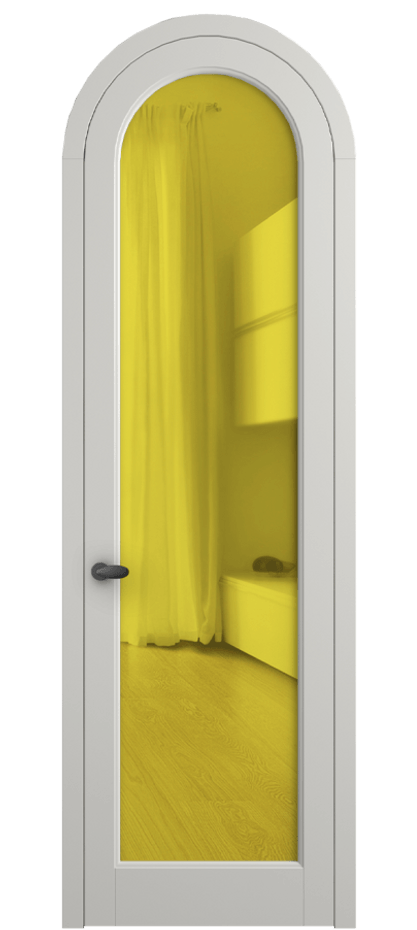 Межкомнатная дверь Palazzo 6814 Матовый серый Прозрачное жёлтое стекло, триплекс Цена 125159 ₽ | Volhovec