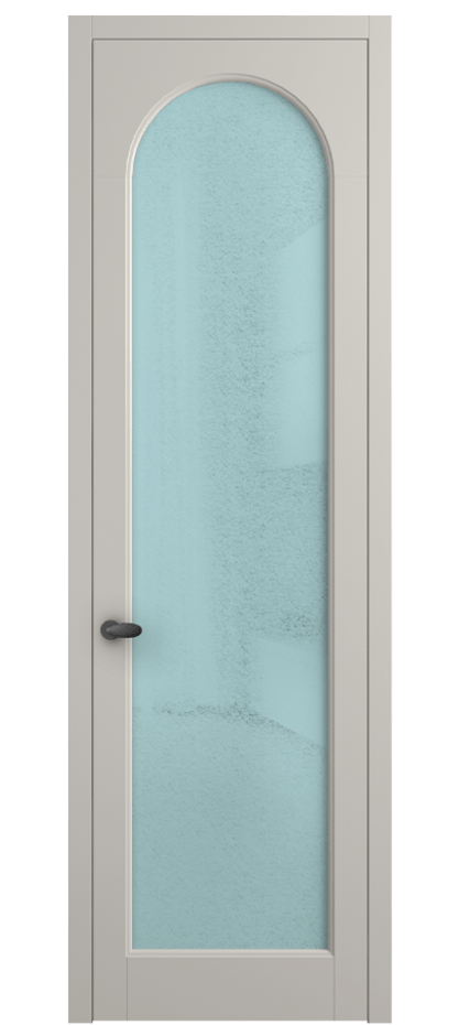 Межкомнатная дверь Палаццо 6804 Матовый облачно-серый Фактурное голубое стекло "Лёд", триплекс Цена 108180 ₽ | Volhovec