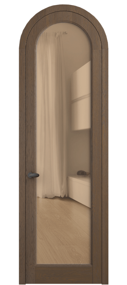 Межкомнатная дверь Palazzo 6814 Дуб туманный матовый Прозрачное оранжевое стекло, триплекс Цена 206349 ₽ | Volhovec