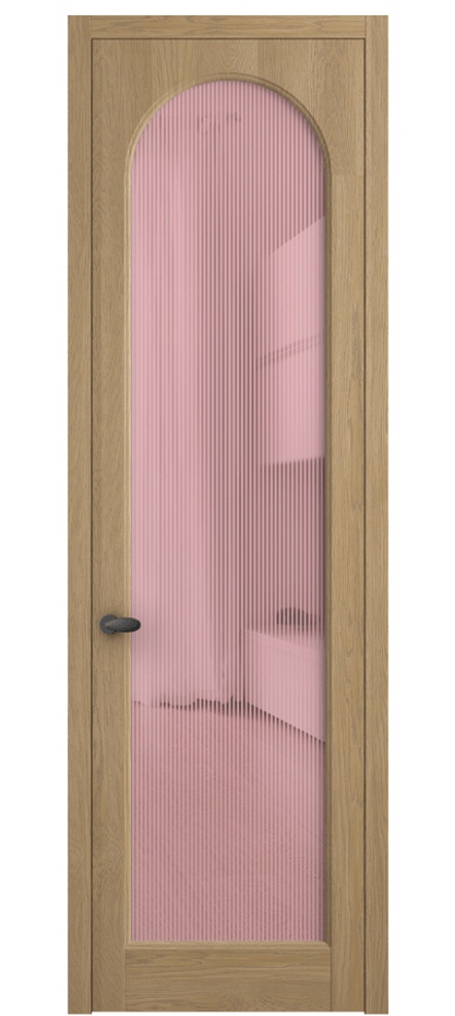 Межкомнатная дверь Палаццо 6804 Дуб соломенный матовый Рифлёное розовое стекло "Дюна", триплекс Цена 185080 ₽ | Volhovec