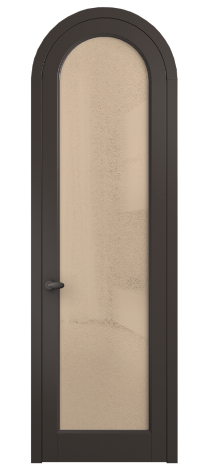 Межкомнатная дверь Палаццо 6814 Матовый антрацит Фактурное оранжевое стекло "Лёд", триплекс Цена 131159 ₽ | Volhovec